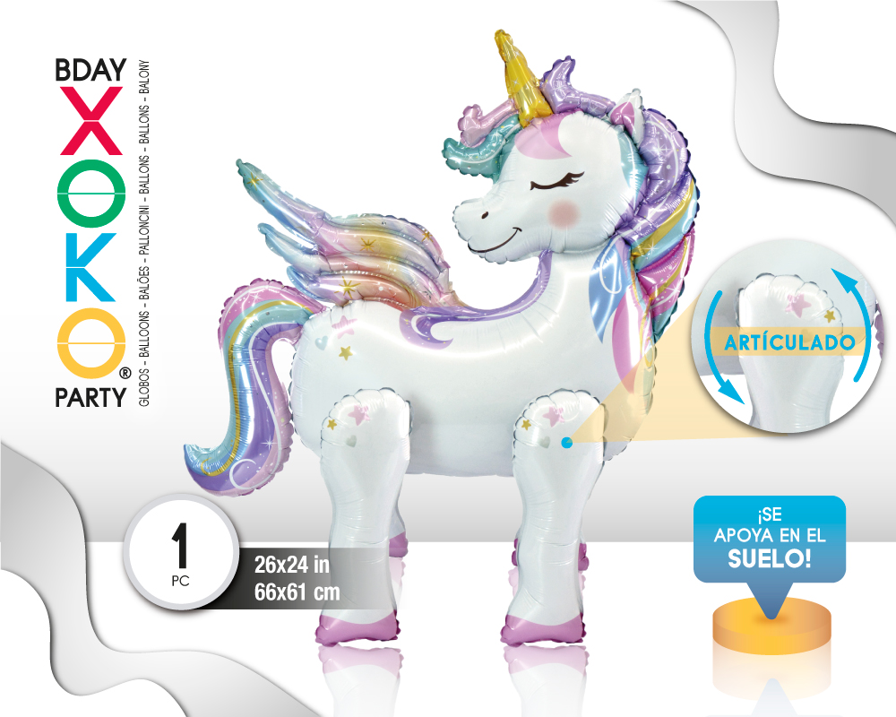 GLOBO FOIL UNICORNIO 4D 66*61CM