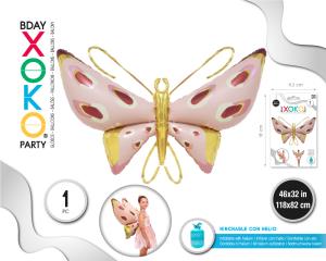 [58383] GLOBO MYLAR MARIPOSA ROSA 118*82CM