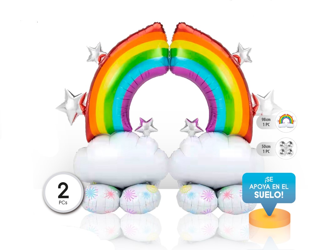 [56295] GLOBO FOIL BASE ARCO IRIS 64*98cm 2PC (SIN HELIO)