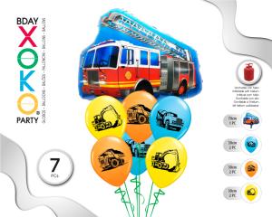 [55514] SET CAMION BOMBERO 7 GLOBOS