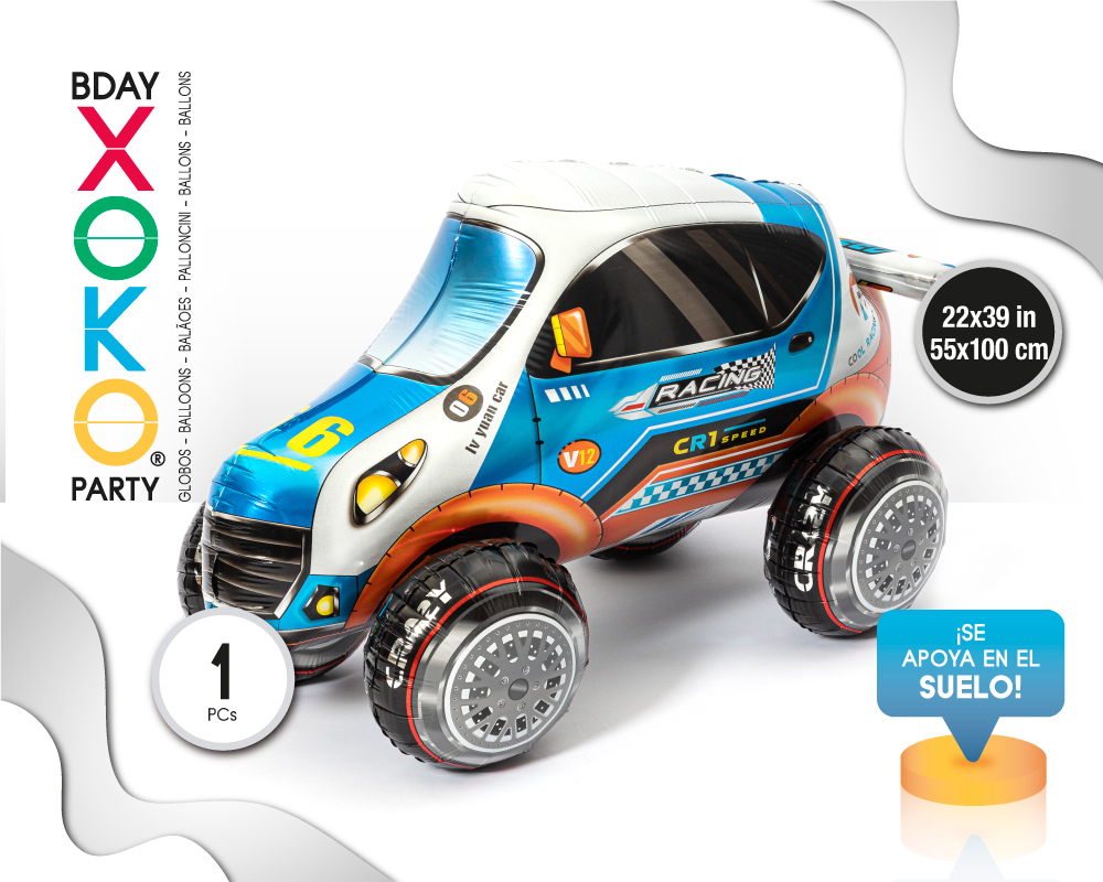 [55023] GLOBO MYLAR COCHE CARRERA F6 55*100CM