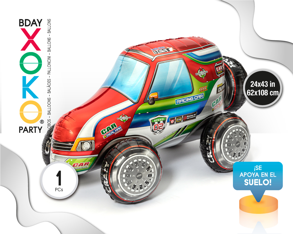 [55024] GLOBO MYLAR COCHE CARRERA F2 62*108CM
