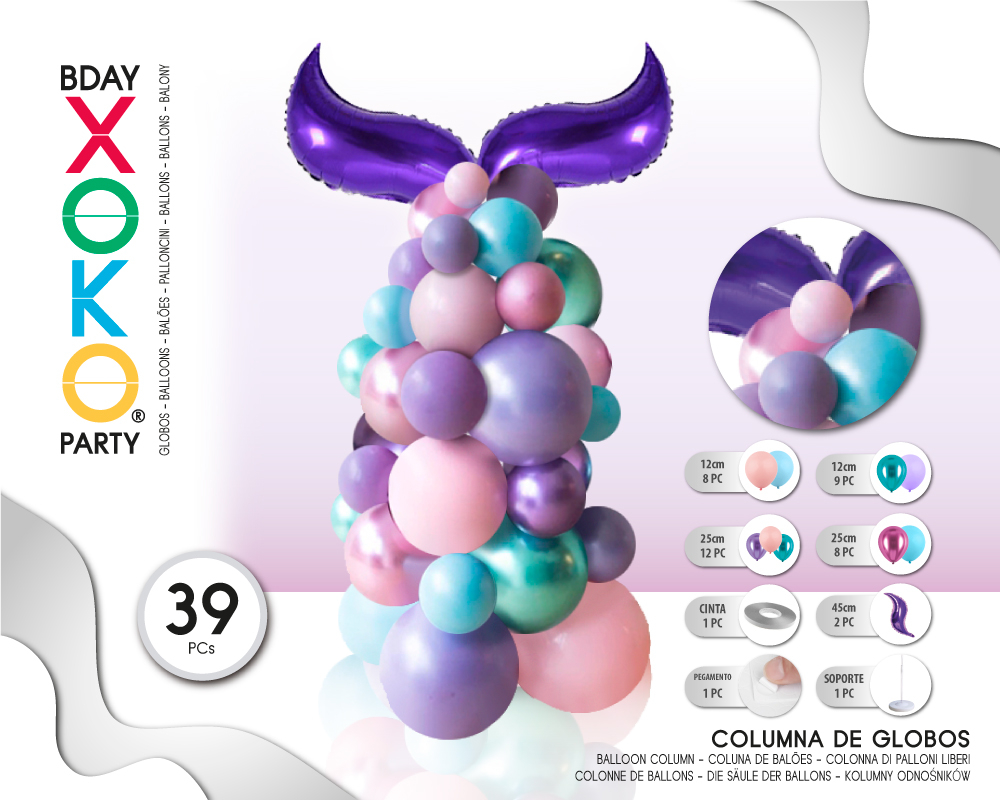 [56476] COLUMNA DE GLOBO COLA SIRENA 35PC
