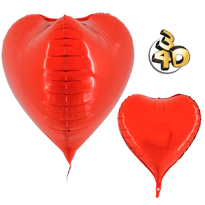 GLOBO FOIL 23" / 58 CM. CORAZON ROJO 3D