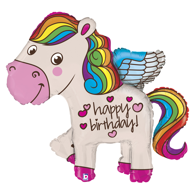 GLOBO FOIL 45"/114CM.HAPPY BDAY UNICORNIO