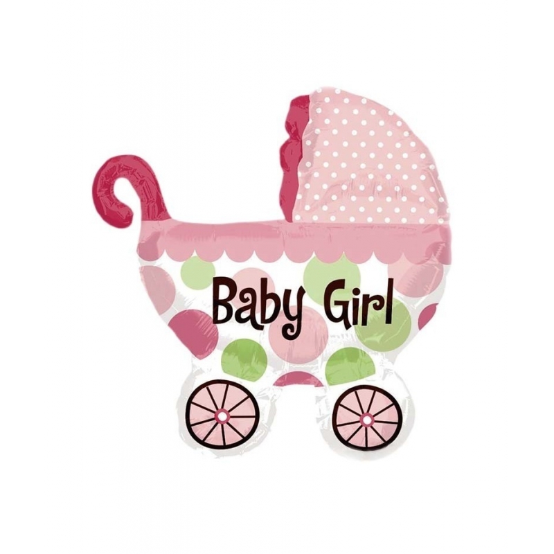 GLOBO FOIL CARRITO BEBE ROSA