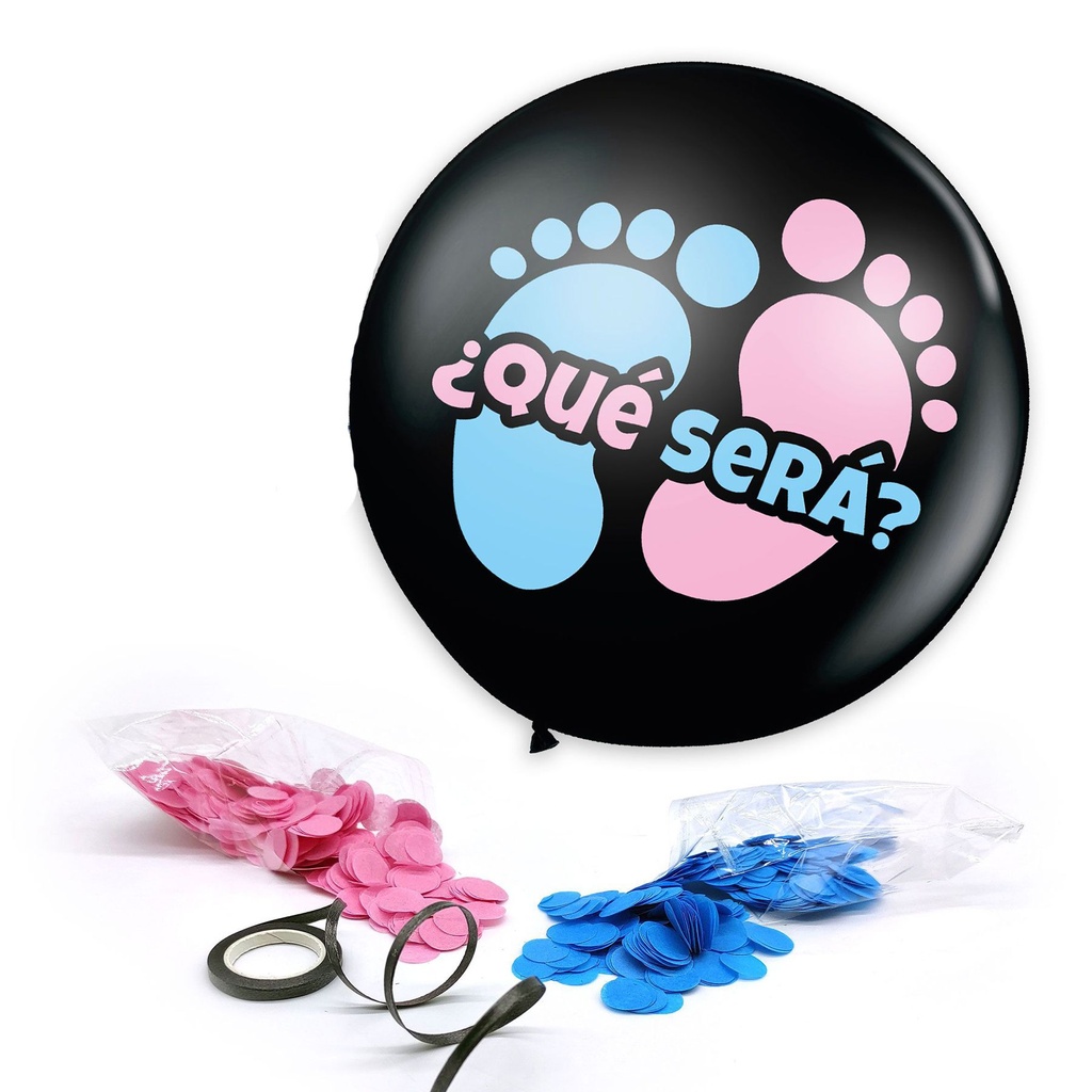 GLOBO BOY OR GIRL PIES + CONFETTI 90CM 35"