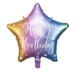 GLOBO FOIL ESTRELLA MULTI, H.BIRTHDAY