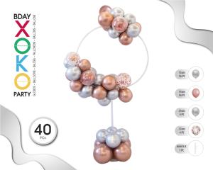 [54891] SOPORTE CIRCULAR GLOBOS ORO ROSA/PTA 40PC