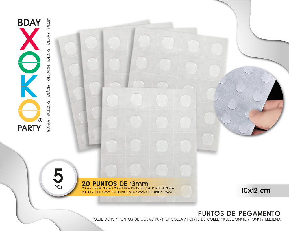[57214] PUNTOS DE PEGAMENTO PARA GLOBOS 13MM (20) 5PC