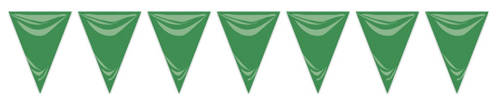 BANDERA TRIANG.PLÁSTICO VERDE 20X30 CM. 25 MTS.