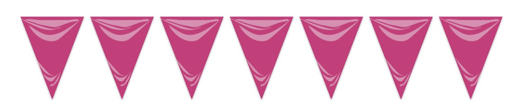 BANDERA TRIANG.PLÁSTICO FUCSIA 20X30 CM. 25 MTS.