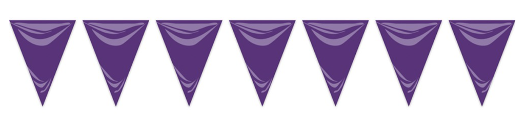 BANDERA TRIANG.PLÁSTICO MORADO 20X30 CM. 25 MTS.