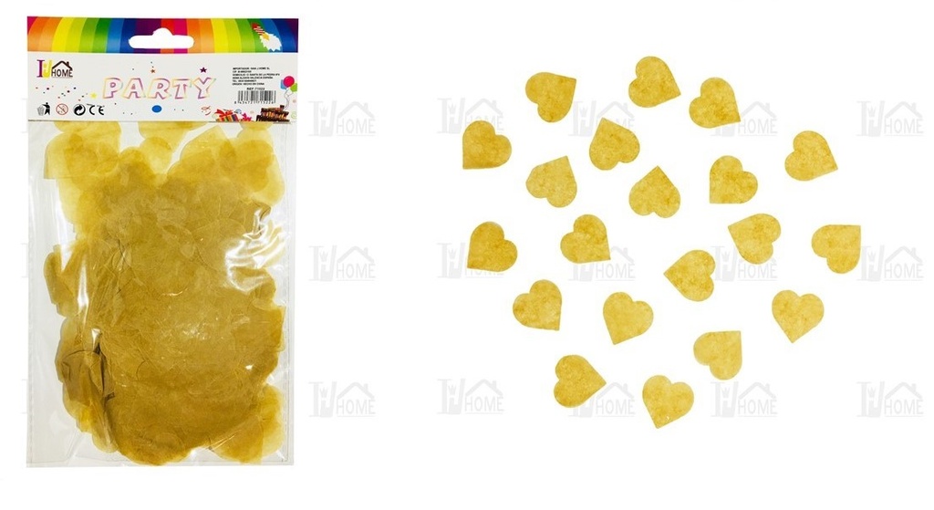BOLSA DE CONFETTI PAPEL 15 GR CORAZON ORO