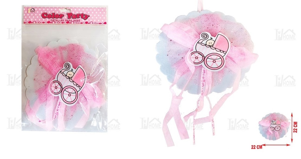COLGANTE DECORACION CARRO BABY ROSA