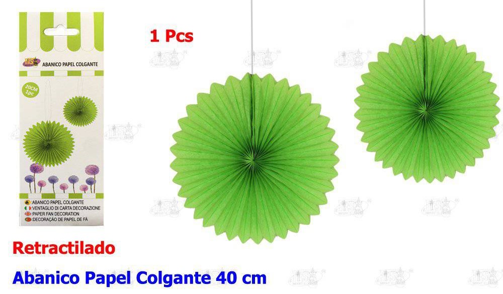ABANICO PAPEL COLGANTE VERDE 40CM