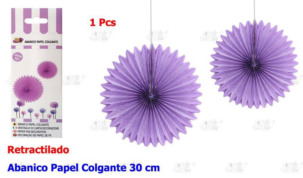 ABANICO PAPEL COLGANTE LILA 30CM