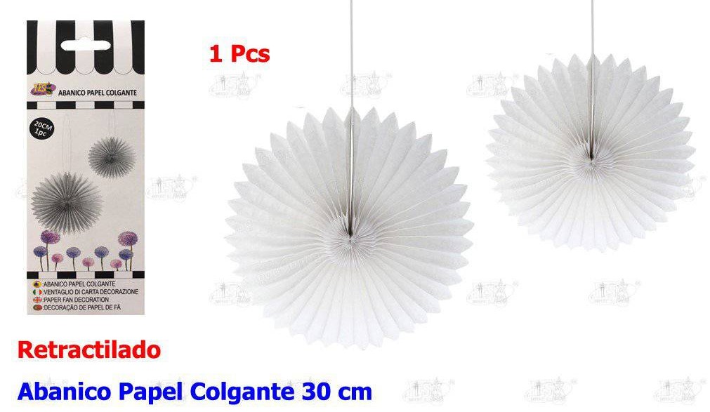 ABANICO PAPEL COLGANTE BLANCO 30CM
