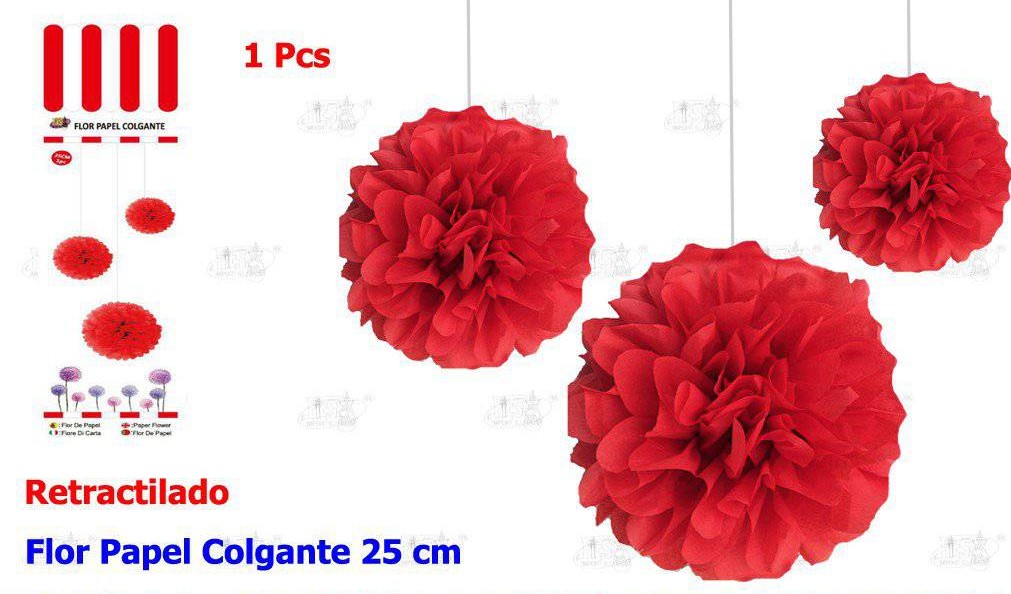 FLOR PAPEL COLGANTE ROJO 25CM