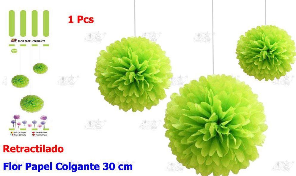 FLOR PAPEL COLGANTE VERDE 30CM