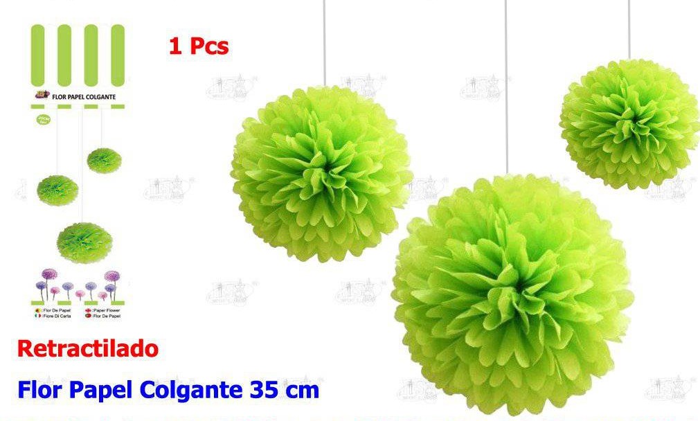 FLOR PAPEL COLGANTE VERDE 35CM
