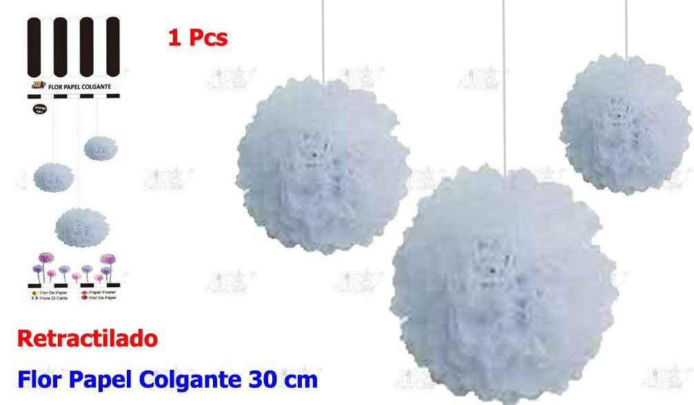 FLOR PAPEL COLGANTE BLANCO 30CM