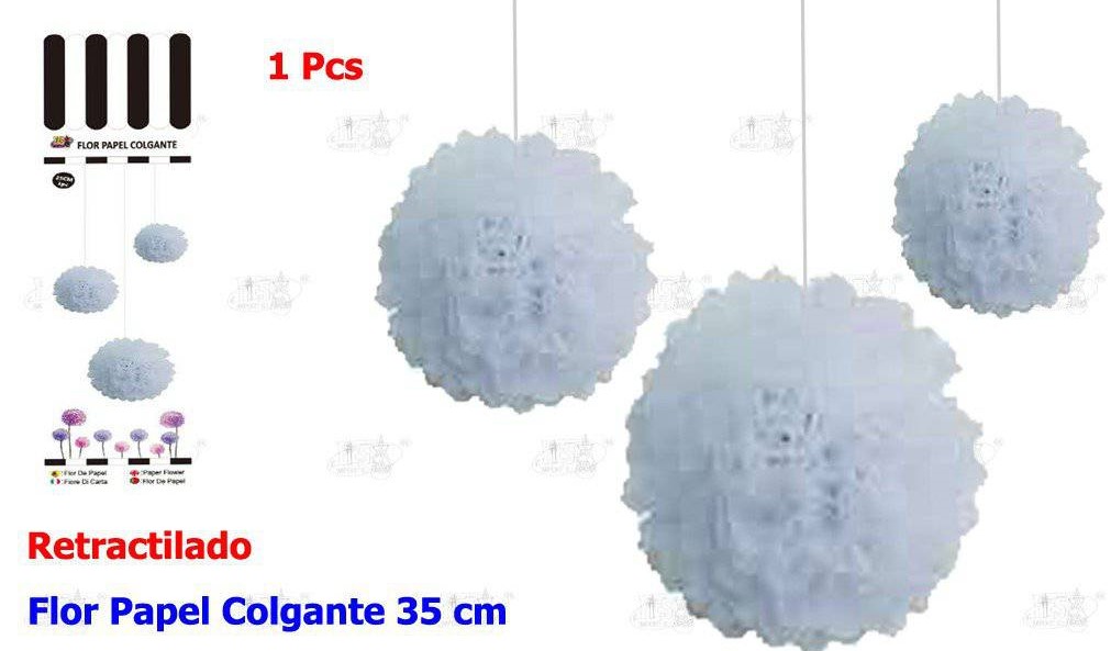 FLOR PAPEL COLGANTE BLANCO 35CM