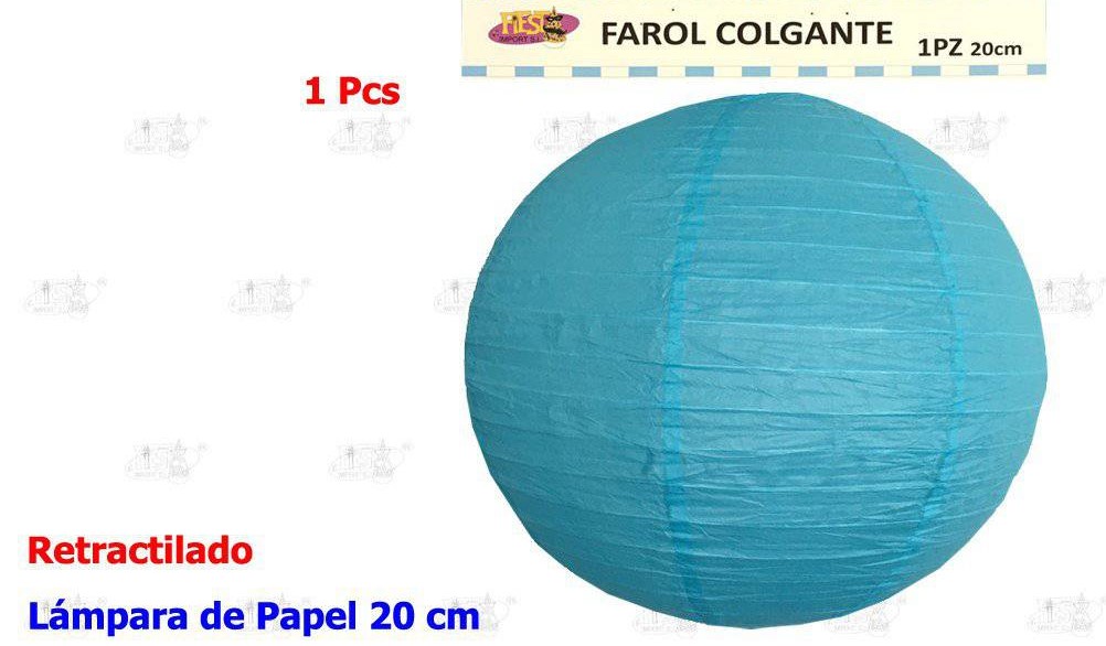 LAMPARA DE PAPEL AZUL 20CM