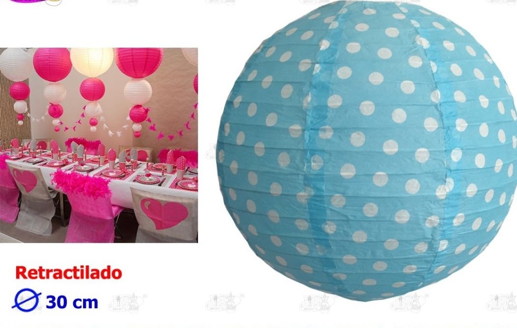 LAMPARA DE PAPEL LUNAR 30 CM  AZUL
