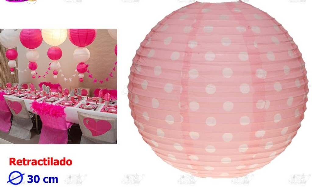 LAMPARA DE PAPEL LUNAR 30 CM  ROSA