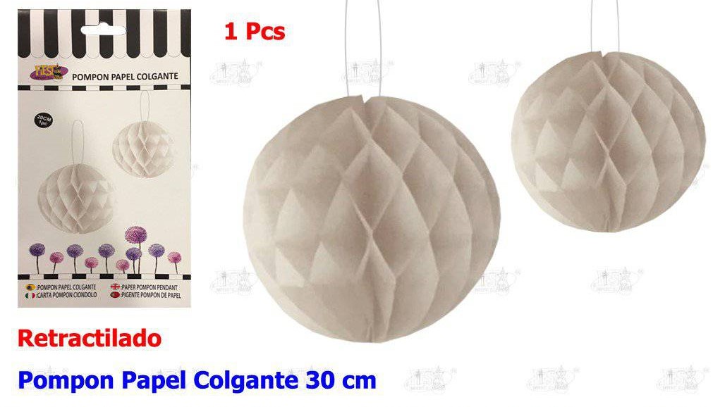 POMPON PAPEL COLGANTE BLANCO 30 CM