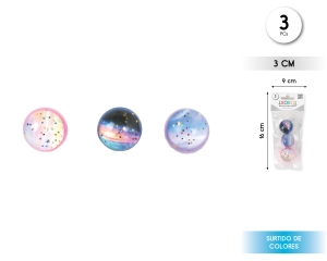 PACK PELOTAS DE GOMA 3CM GALAXIA 3PCS