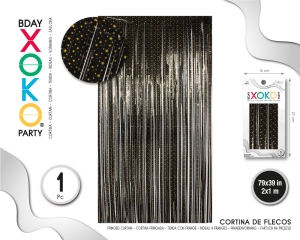 CORTINA DE FLECOS 1M*2M NEGRO ESTRELLADO