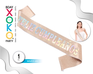 BANDA FELIZ C GLITTER PLATA CHAMPAN