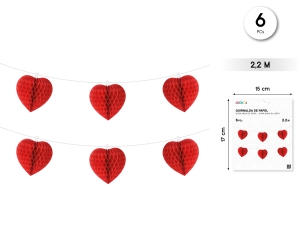 GUIRNALDA PAPEL 2.2M PANALES DE CORAZON 6PCS