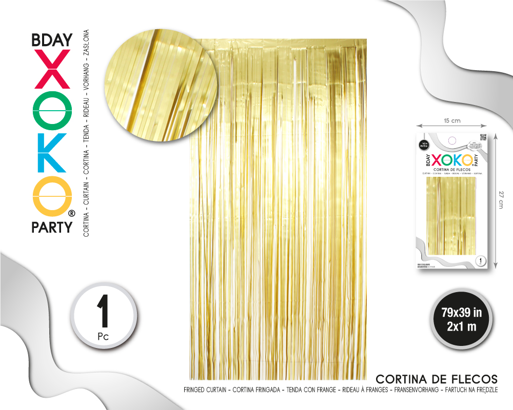 CORTINA DE FLECOS 1M*2M ORO MATE