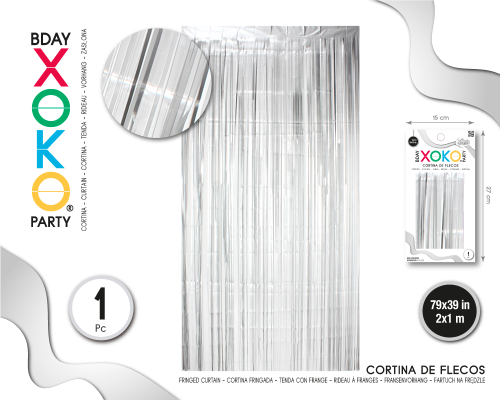 CORTINA DE FLECOS 1M*2M PLATA MATE