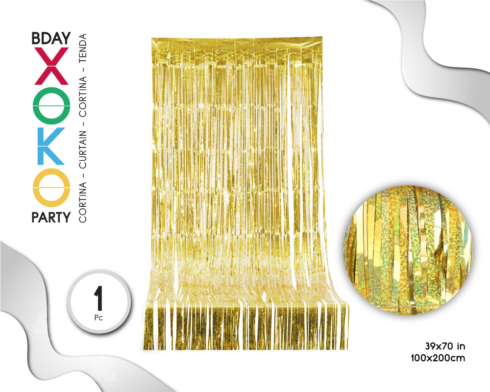 CORTINA DE FLECOS 1M*2M LASER ORO