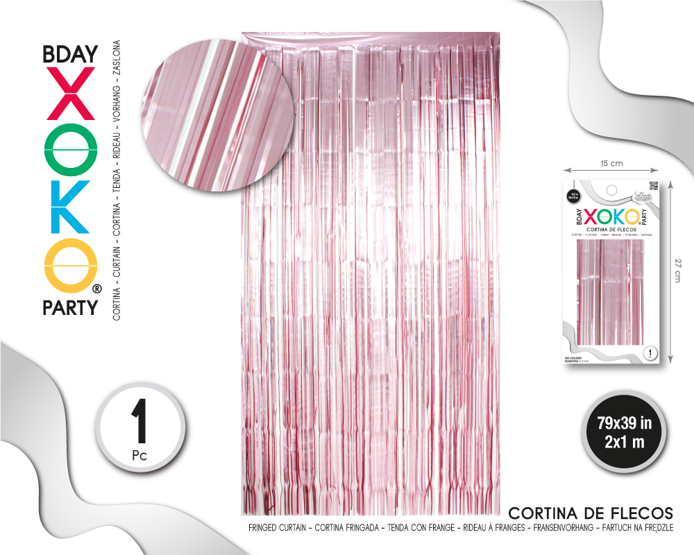 CORTINA DE FLECOS 1M*2M ROSA MATE