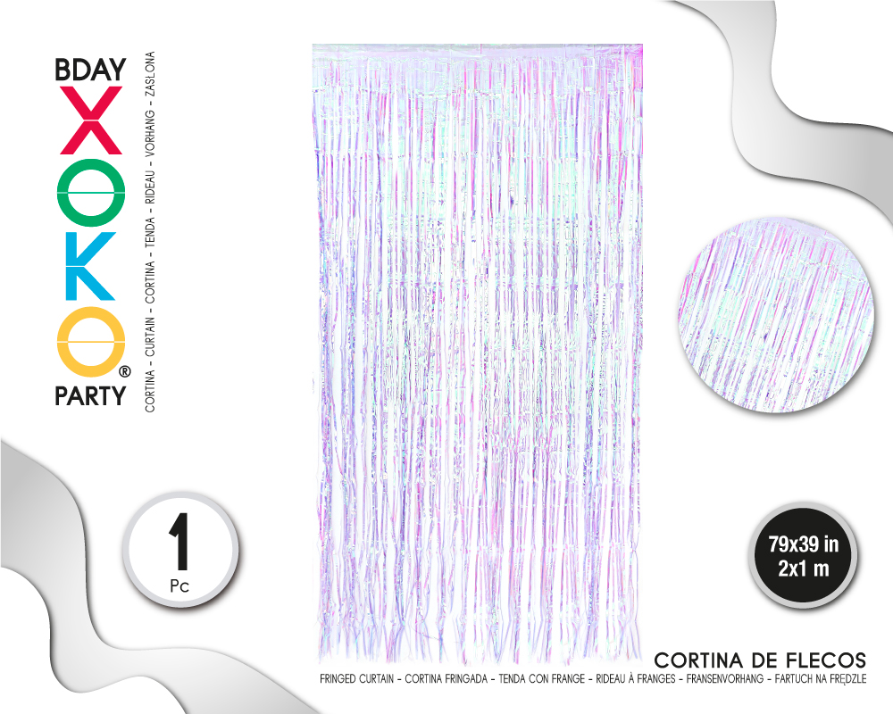 CORTINA DE FLECOS 1M*2M HOLOGRAFIC MORADA