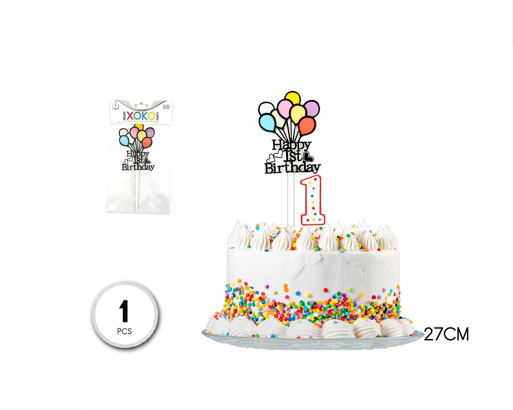 TOPPER HAPPY 1ST BIRTHDAY GLOBOS