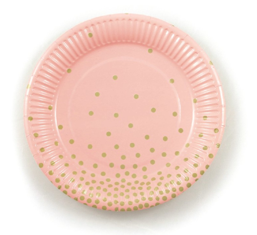 6 PLATOS 18cm. 300gr. DOTS ROSA