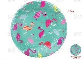 PLATO CARTON FLAMENCO 18CM 6PCS