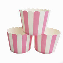 VASO CUPCAKE RAYAS 12 PZAS ROSA