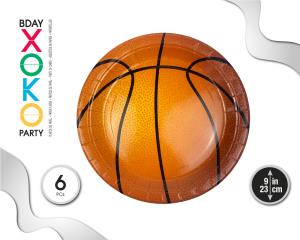 PLATO 23CM BALONCESTO 6PC