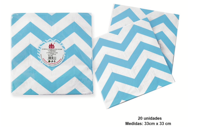 [16867] SERVILLETAS ZIGZAG 33*33 20PC AZUL