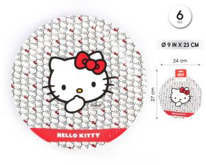 PLATO 23CM HELLO KITTY AZUL ROJO 6PCS