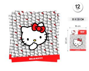 SERVILLETA 33CM HELLO KITTY  AZUL ROJO 12PCS