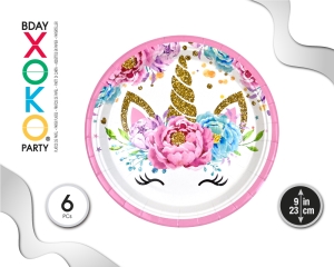 PLATO 23CM UNICORNIO 6PC