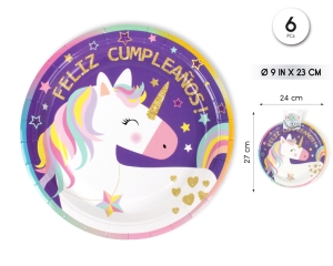 PLATO 23CM UNICORN RAINBOW 6PCS